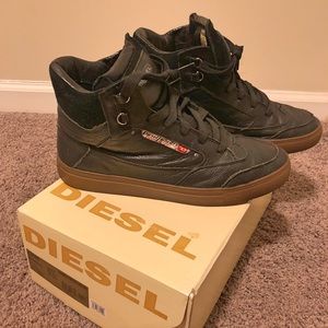 Diesel Black Leather High Top Sneakers